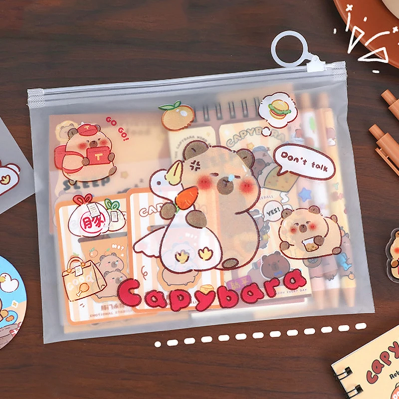 1Set Capybara Stationery Set Cute Pencil With Pens Clips Rulers Sticky Note 10-Color Ballpoint Pen Pencil Organizer For Students
1Set Capybara Stationery Set Cute Pencil With Pens Clips Rulers Sticky Note 10-Color Ballpoint Pen Pencil Organizer For Students