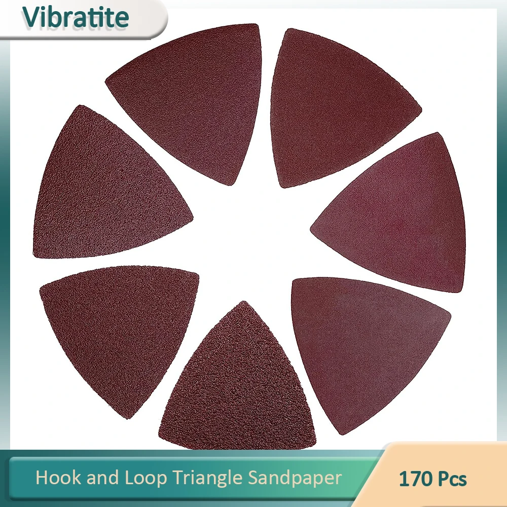 170 PCS Triangle Sanding Pads, Hook and Loop Triangle Sandpaper for 3-1/8 Inch Oscillating Multi Tool Sanding Sheets Assorted Gr
170 PCS Triangle Sanding Pads, Hook and Loop Triangle Sandpaper for 3-1/8 Inch Oscillating Multi Tool Sanding Sheets Assorted Gr