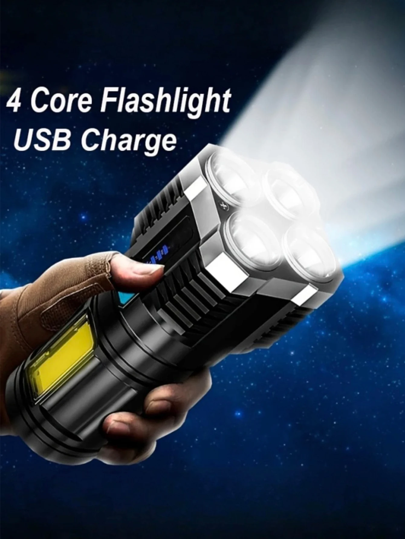 Мощные светодиодные фонарики Кемпинговый фонарь с 4 лампами и боковым фонарем COB Перезаряжаемый портативный ручной фонарь 4 режима освещения
Мощные светодиодные фонарики Кемпинговый фонарь с 4 лампами и боковым фонарем COB Перезаряжаемый портативный ручной фонарь 4 режима освещения