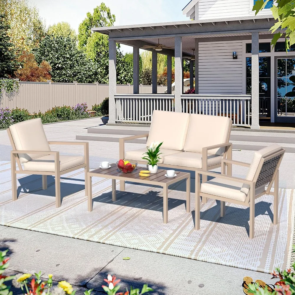 4-Piece Outdoor Patio Furniture Set, Patio Conversation Set with Water Washable Cushions, Outside Furniture for Backyard
4-Piece Outdoor Patio Furniture Set, Patio Conversation Set with Water Washable Cushions, Outside Furniture for Backyard