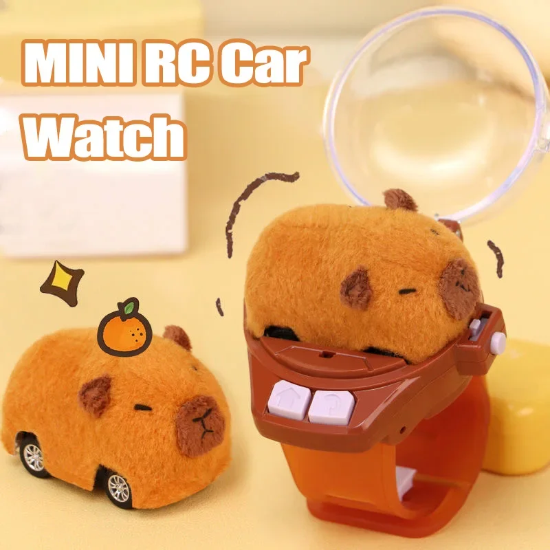 Capybara Rabbit Remote Control Car Watch Toys with Light 2.4G Racing Car Wrist Toy for Kid RC Small Car Interactive Game