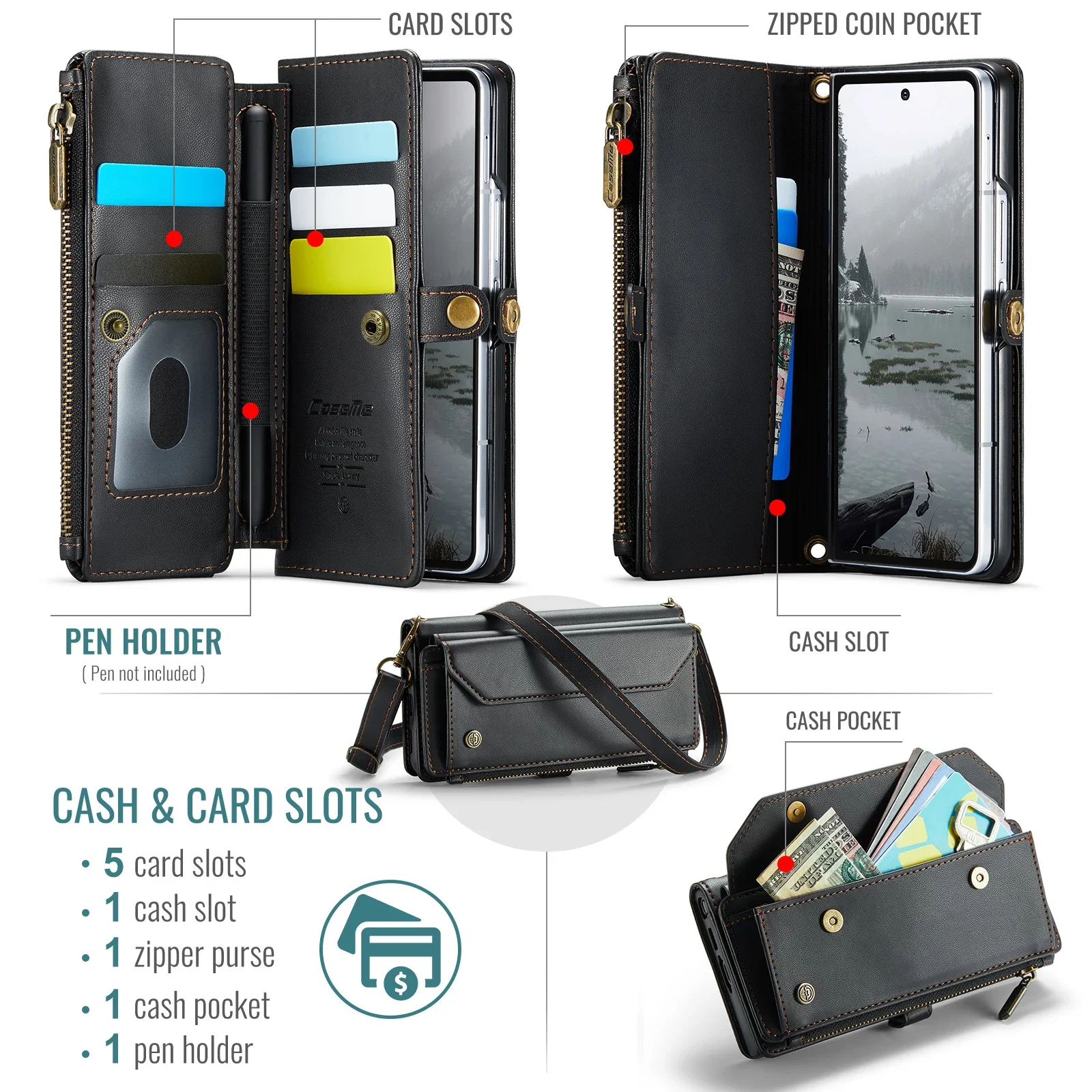 Caseme-C36 Busniess Wallet Case For Samsung Galaxy Z Fold 7 6 5 4 3, Zipper Card Slot Case Money Bag 2 Straps Phone Cover
Caseme-C36 Busniess Wallet Case For Samsung Galaxy Z Fold 7 6 5 4 3, Zipper Card Slot Case Money Bag 2 Straps Phone Cover