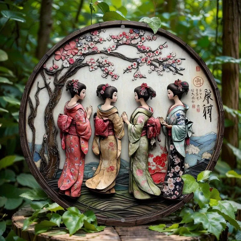 Japanese Kimono Themed Round Aluminum Wall Art, 2D Flat Print Decorative Sign for Home, Office, and Party Decor, Holiday Gifts
Japanese Kimono Themed Round Aluminum Wall Art, 2D Flat Print Decorative Sign for Home, Office, and Party Decor, Holiday Gifts