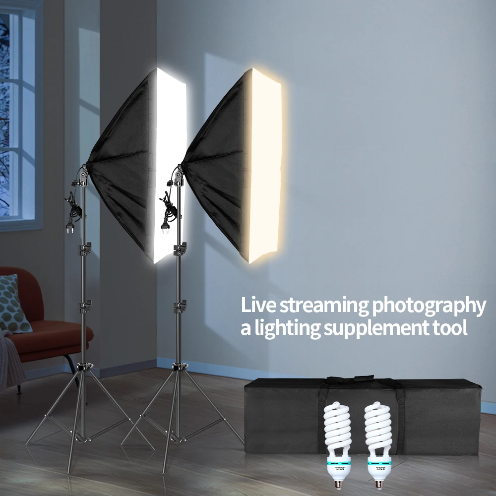 SH Photography 50x70CM Softbox Lighting Kits Professional Light Box System With E27 Photographic Bulbs Photo Studio Equipment
SH Photography 50x70CM Softbox Lighting Kits Professional Light Box System With E27 Photographic Bulbs Photo Studio Equipment