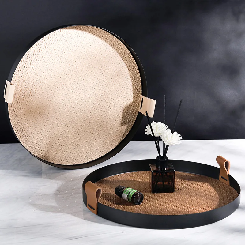 Circular Woven Leather Decorative Tray, Metal Tray, Living Room Coffee Table Aromatherapy Storage Tray, Small Accessory Tray
Circular Woven Leather Decorative Tray, Metal Tray, Living Room Coffee Table Aromatherapy Storage Tray, Small Accessory Tray