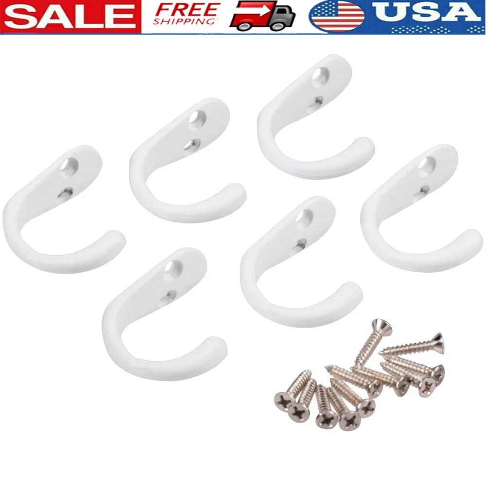Metal Wall Hooks 6 Pack Heavy Duty Storage Hooks Coats Towels Bags Keys Easy Installation 10 lbs Capacity White Finish
Metal Wall Hooks 6 Pack Heavy Duty Storage Hooks Coats Towels Bags Keys Easy Installation 10 lbs Capacity White Finish