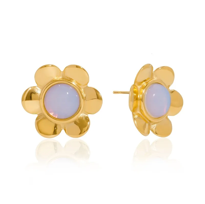Minar INS Fashion Opal Natural Stone Flower Dangle Earrings for Women Stainless Steel 18K Gold PVD Plated Non Tarnish Jewelry
Minar INS Fashion Opal Natural Stone Flower Dangle Earrings for Women Stainless Steel 18K Gold PVD Plated Non Tarnish Jewelry