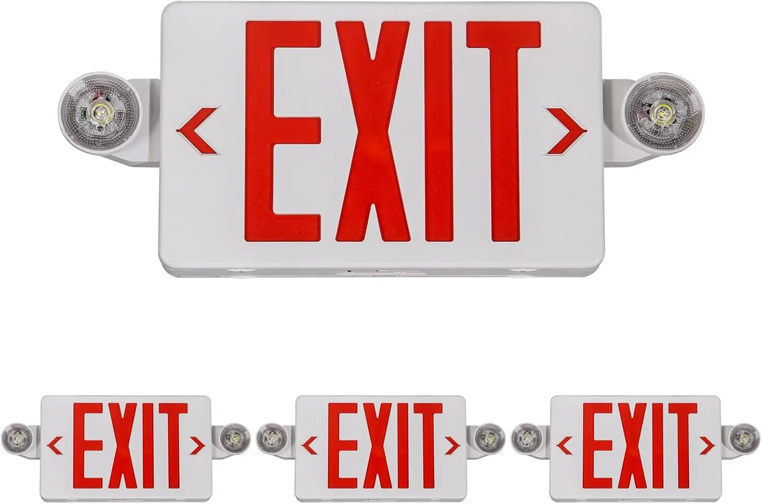 Red Exit Sign with Emergency Lights, LED Exit Light with Battery Backup, UL Listed, AC 120/277V, 4 Pack
Red Exit Sign with Emergency Lights, LED Exit Light with Battery Backup, UL Listed, AC 120/277V, 4 Pack