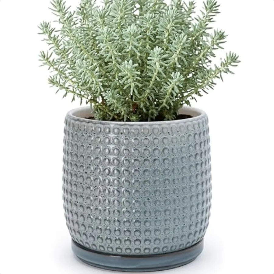 8 ch Ceramic Beaded Stoneware Planter Pot - Flower Pot with Draage Holes and Saucers for door Succulent Plants or Flowers,,27-C
8 ch Ceramic Beaded Stoneware Planter Pot - Flower Pot with Draage Holes and Saucers for door Succulent Plants or Flowers,,27-C