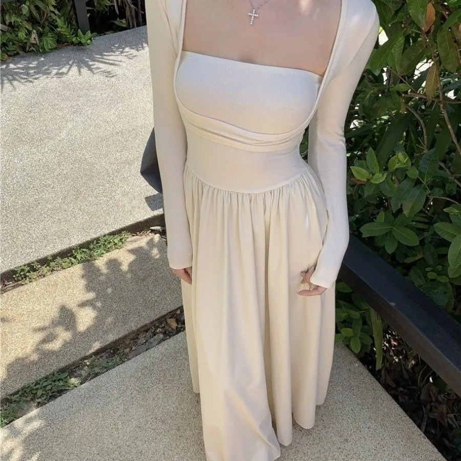 【New style】 fake two-piece square collar long-sleeved dress for women, beautiful temperament, waist and slimming a-line long dr
【New style】 fake two-piece square collar long-sleeved dress for women, beautiful temperament, waist and slimming a-line long dr