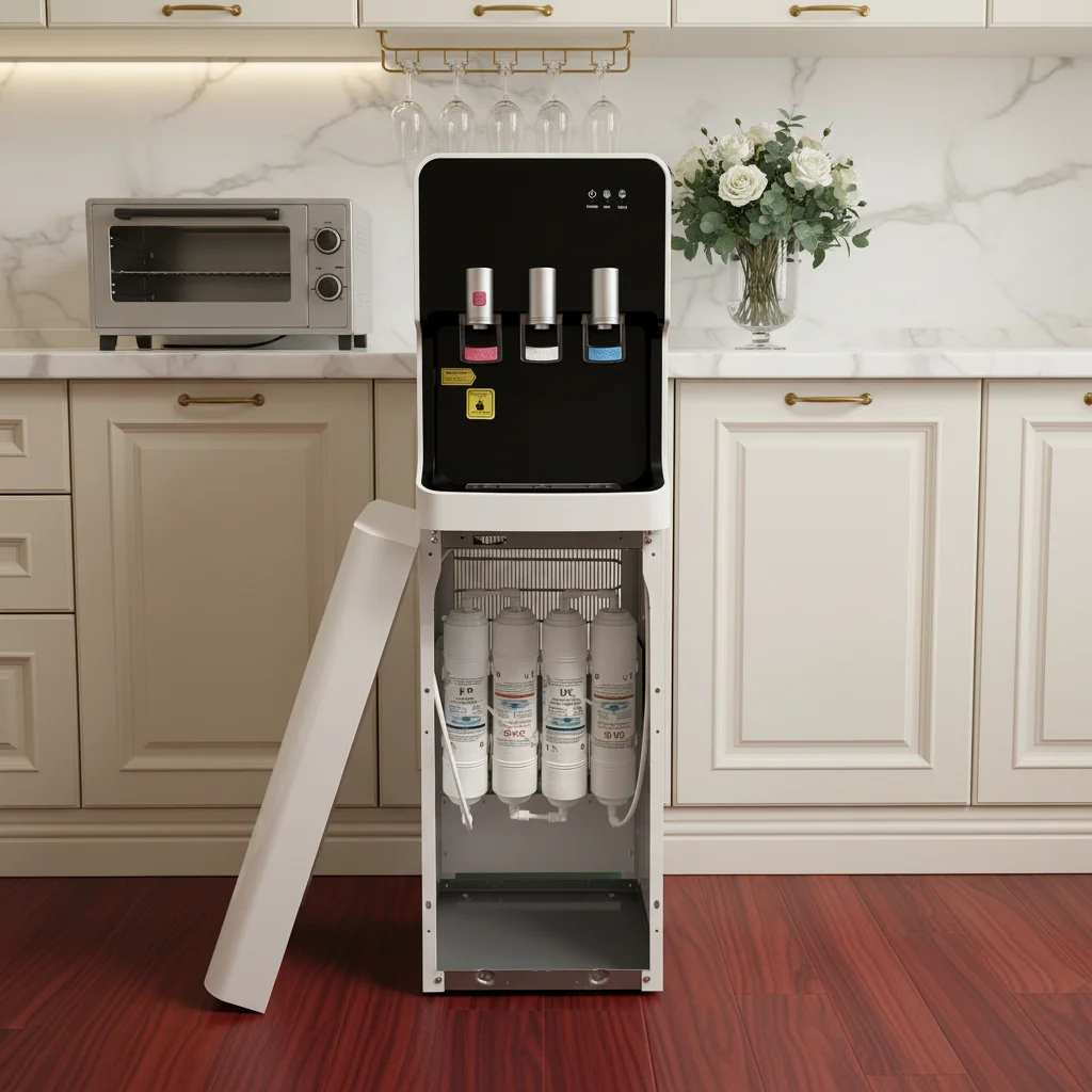 Floor Standing 4 Stage Water Purifier Dispenser With Hot and Cold Three Taps Direct Piping Filtration System for Office
Floor Standing 4 Stage Water Purifier Dispenser With Hot and Cold Three Taps Direct Piping Filtration System for Office