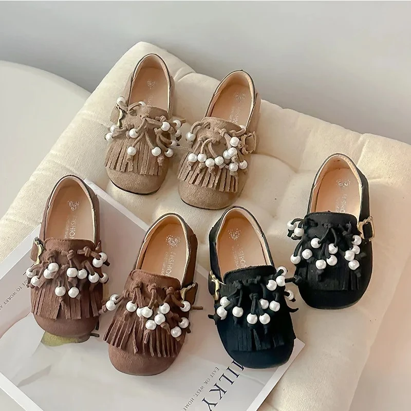 Elegant Pearl String Bead Loafers Kids Girls Manmade Suede Leather Tassel Moccasins Baby Child Slip-on Soft Sole Flat Shoes
Elegant Pearl String Bead Loafers Kids Girls Manmade Suede Leather Tassel Moccasins Baby Child Slip-on Soft Sole Flat Shoes