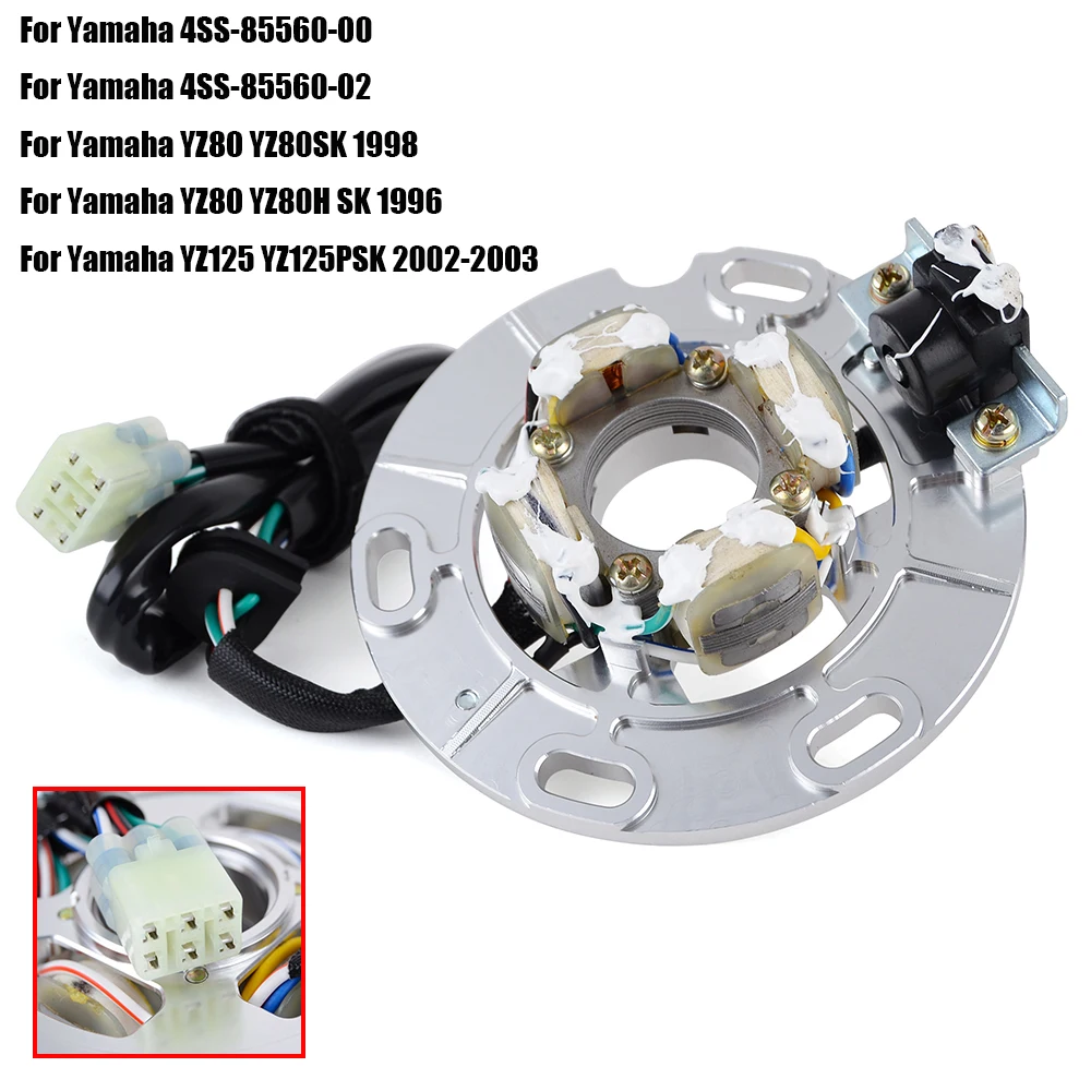 Stator Coil For Yamaha YZ80 YZ80SK 1998 YZ80 YZ80H SK 1996 YZ125 YZ125PSK 2002-2003 YZ125 1996-2004 4SS-85560-00 4SS-85560-02
Stator Coil For Yamaha YZ80 YZ80SK 1998 YZ80 YZ80H SK 1996 YZ125 YZ125PSK 2002-2003 YZ125 1996-2004 4SS-85560-00 4SS-85560-02