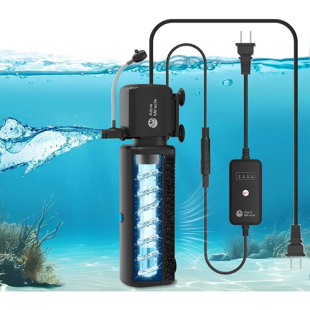AquaMiracle Aquarium ilter with U - V Light & ilter Sponge, ish Tank ilter with Timer or Green Water, Turtle ilter with Aeration
AquaMiracle Aquarium ilter with U - V Light & ilter Sponge, ish Tank ilter with Timer or Green Water, Turtle ilter with Aeration