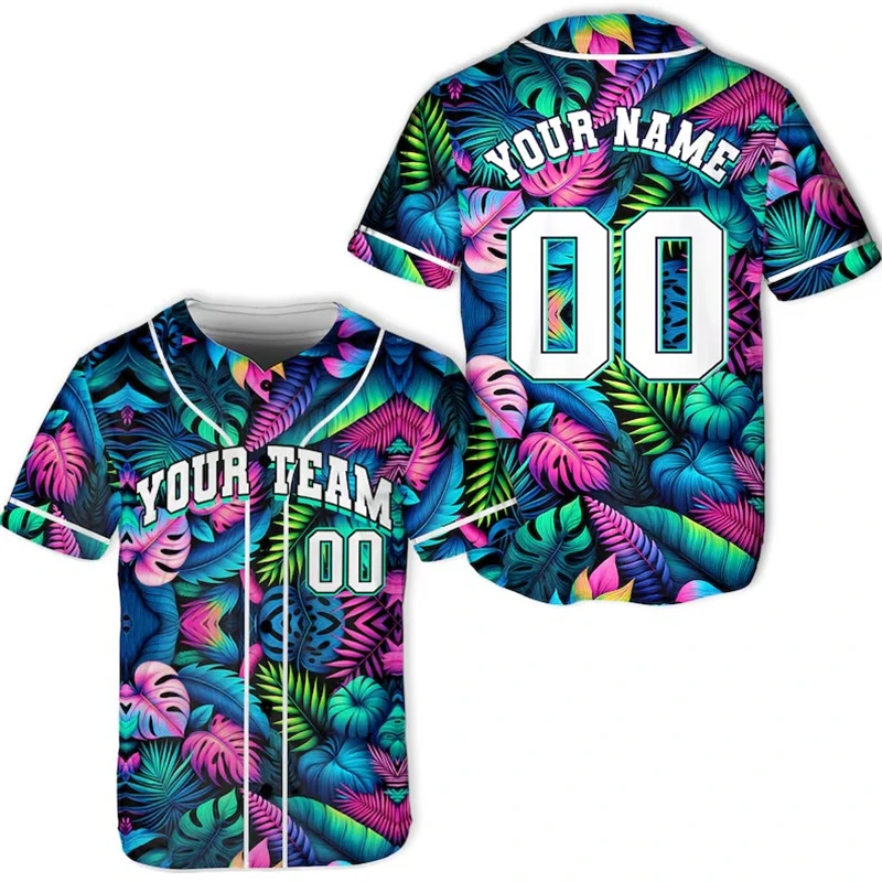 Custom Neon Tropical Leaf Baseball Jersey Personalized Name Number Short Sleeve Shirt For Men Beach Parties And Casual Wear Tops
Custom Neon Tropical Leaf Baseball Jersey Personalized Name Number Short Sleeve Shirt For Men Beach Parties And Casual Wear Tops