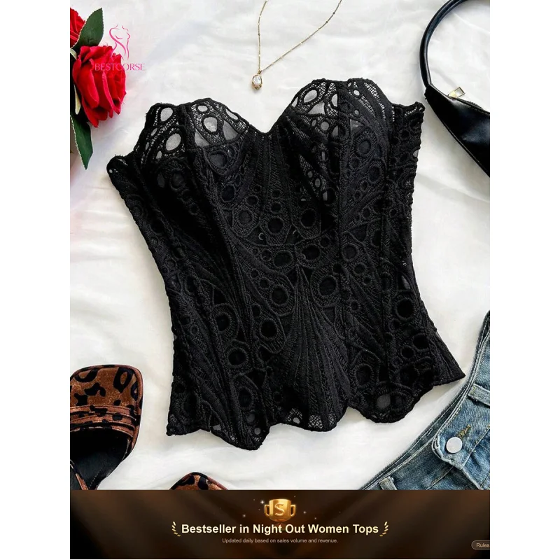 XS Summer Premium Design Mesh Sexy Black Strapless Lace Corset Top Bustier Tube With Boned Sculpting Hollow Out Party Clubwear
XS Summer Premium Design Mesh Sexy Black Strapless Lace Corset Top Bustier Tube With Boned Sculpting Hollow Out Party Clubwear