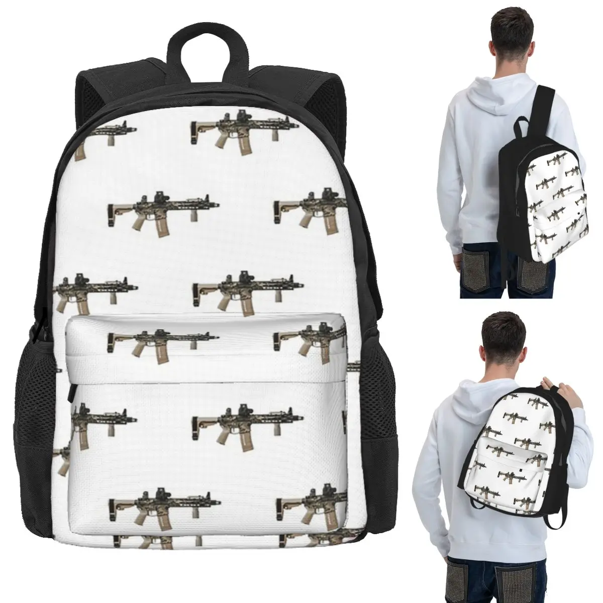 AR-15 Tan Camo Gun - White Student Backpack School Bag Hiking Travel Daypack for Boys Girls Bookbag Shoulder Bags
AR-15 Tan Camo Gun - White Student Backpack School Bag Hiking Travel Daypack for Boys Girls Bookbag Shoulder Bags
