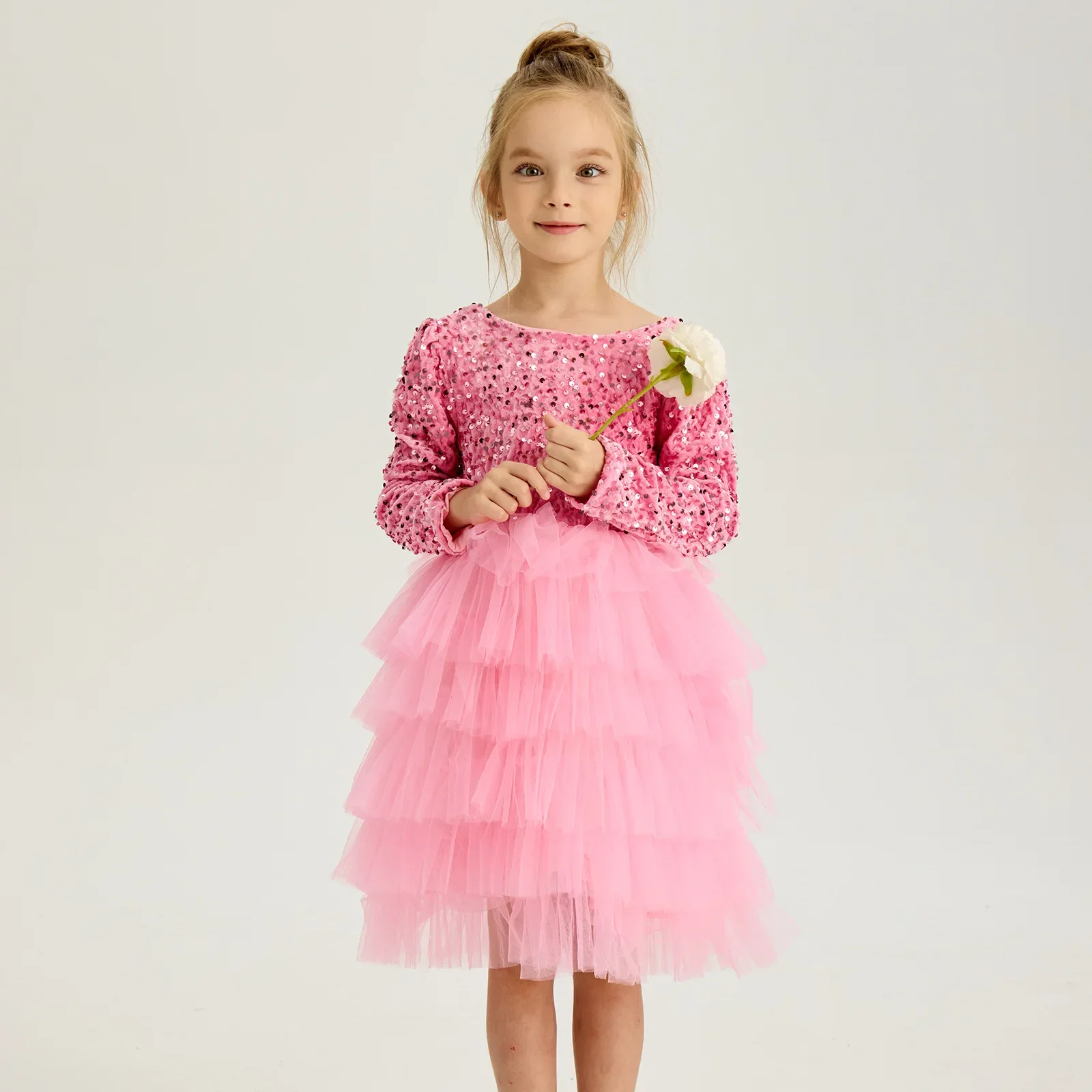 Girls Dress Pink Mesh Layered Party Dresses Children Sequined Princess Dress Long Sleeve Kids Wedding Birthday Dress
Girls Dress Pink Mesh Layered Party Dresses Children Sequined Princess Dress Long Sleeve Kids Wedding Birthday Dress