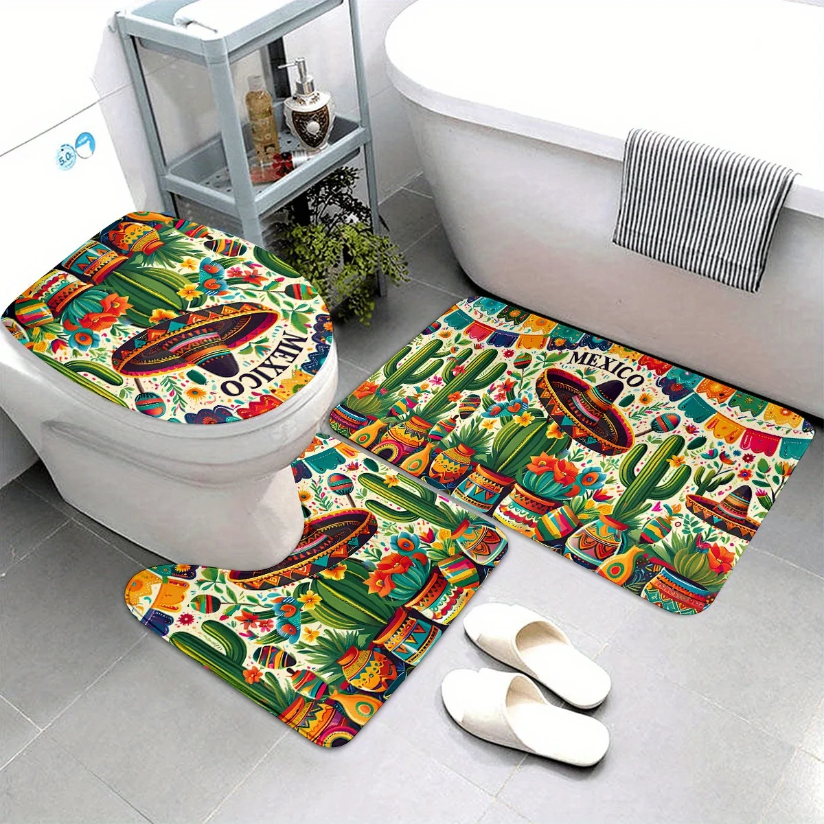 3pcs Mexican-Themed High-Quality Printed Bathroom Mat Set - Soft Flannel, Non-Slip & Machine Washable, Includes Rectangular Floo
3pcs Mexican-Themed High-Quality Printed Bathroom Mat Set - Soft Flannel, Non-Slip & Machine Washable, Includes Rectangular Floo