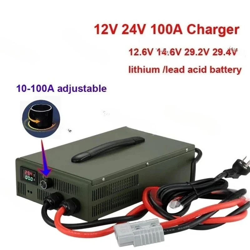 12v 100A 24V 80A Adjustable Charger 14.6V 60A 12.6V 50A 16.8V 100A 29.2V 29.4V 40A 30A Lithium lead acid Lifepo4 LTO Battery
12v 100A 24V 80A Adjustable Charger 14.6V 60A 12.6V 50A 16.8V 100A 29.2V 29.4V 40A 30A Lithium lead acid Lifepo4 LTO Battery