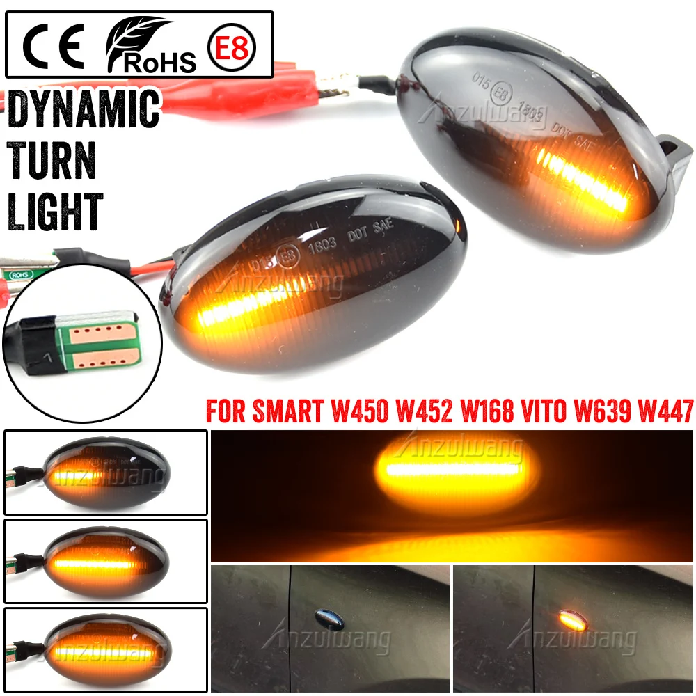 For Mercedes Benz Smart W450 W452 A-Class W168 Vito W639 W447 Citan W415 2pcs LED Dynamic Turn Signal Side Marker Blinker Light
For Mercedes Benz Smart W450 W452 A-Class W168 Vito W639 W447 Citan W415 2pcs LED Dynamic Turn Signal Side Marker Blinker Light
