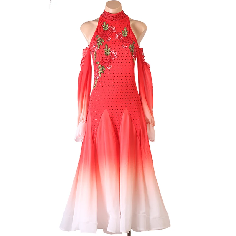 Waltz Competition Ballroom Dress Standard Dance Performance Costume Women Evening Gowns Sexy Back High Collar Rhinestones
Waltz Competition Ballroom Dress Standard Dance Performance Costume Women Evening Gowns Sexy Back High Collar Rhinestones