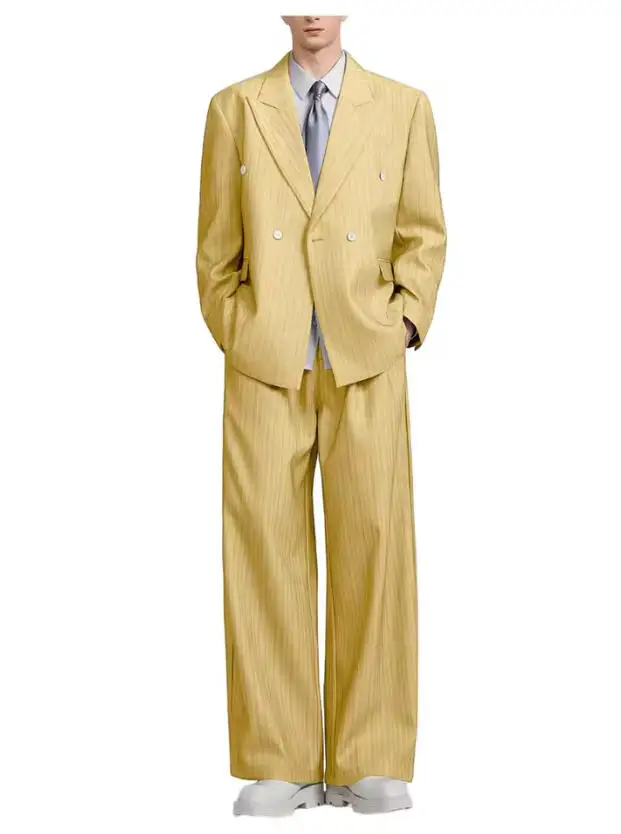 Pinstripe Men's 2 Piece Set Business Fashion Double Breasted Oversize Blazer Wide Leg Pants Casual Daily Wedding Prom Outfit
Pinstripe Men's 2 Piece Set Business Fashion Double Breasted Oversize Blazer Wide Leg Pants Casual Daily Wedding Prom Outfit