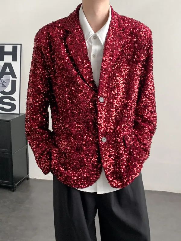 iny Sequin Red Evening Performance Suit Men's Spring New Year Stage Outfit Jaet Youthful Polyester Fiber Long Sve
iny Sequin Red Evening Performance Suit Men's Spring New Year Stage Outfit Jaet Youthful Polyester Fiber Long Sve