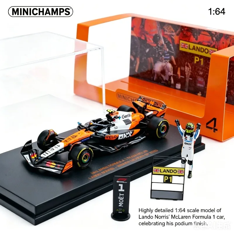MINICHAMPS 1:64 Scale McLaren MCL38 Lando Norris 2025 Mexico GP Winning Diecast Set with Driver Figure & Full Scene Accessories
MINICHAMPS 1:64 Scale McLaren MCL38 Lando Norris 2025 Mexico GP Winning Diecast Set with Driver Figure & Full Scene Accessories