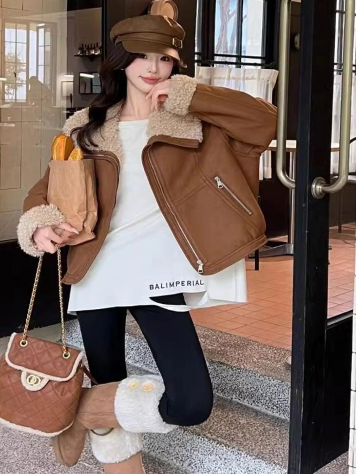 Lamb Fur ort Jaet Women Winter Thiened PU Leather Biker Sle Coat Fluffy Collar Splice Design Commute Sle Polyester ...
Lamb Fur ort Jaet Women Winter Thiened PU Leather Biker Sle Coat Fluffy Collar Splice Design Commute Sle Polyester ...