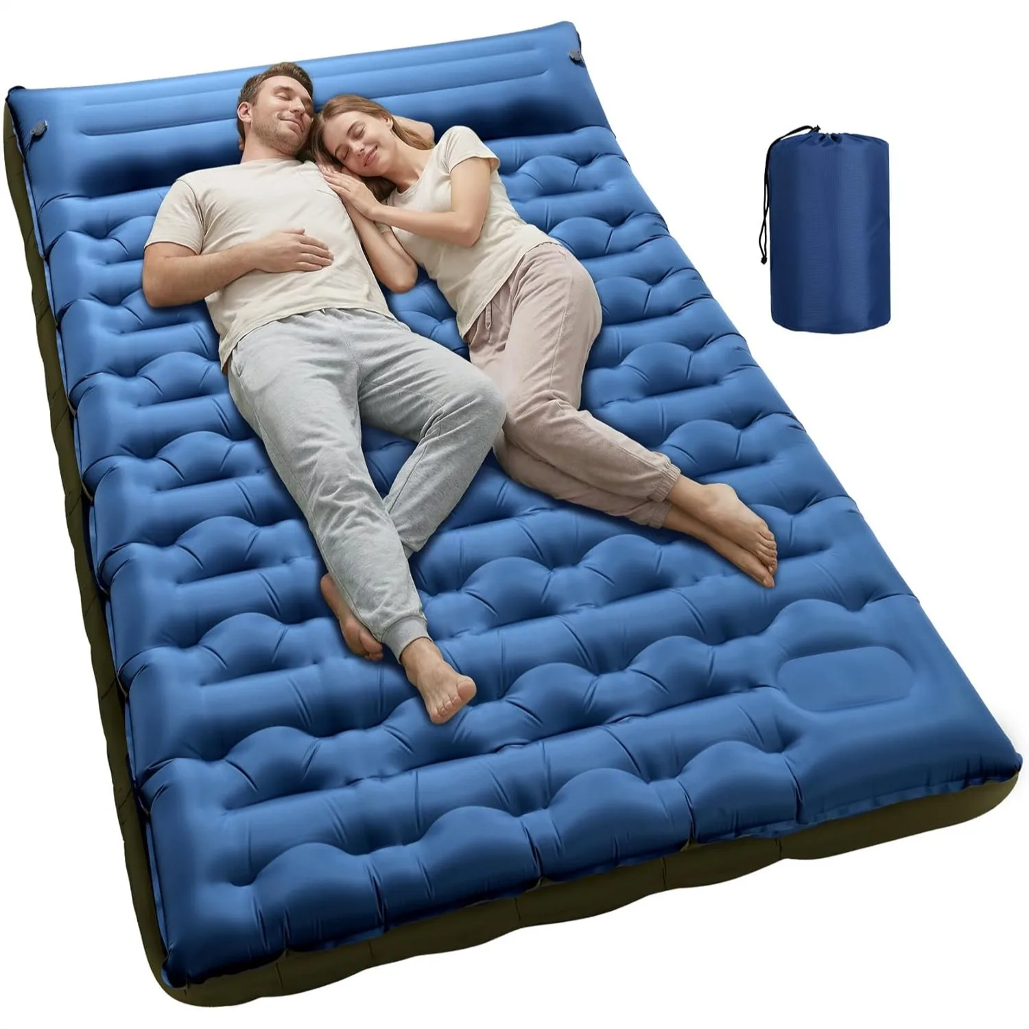 Double Inflatable Camping Sleeping Pad, 6 Inch Thick 2 Person Ultralight Mat with Built-in Foot Pump and Pillow for Hiking
Double Inflatable Camping Sleeping Pad, 6 Inch Thick 2 Person Ultralight Mat with Built-in Foot Pump and Pillow for Hiking