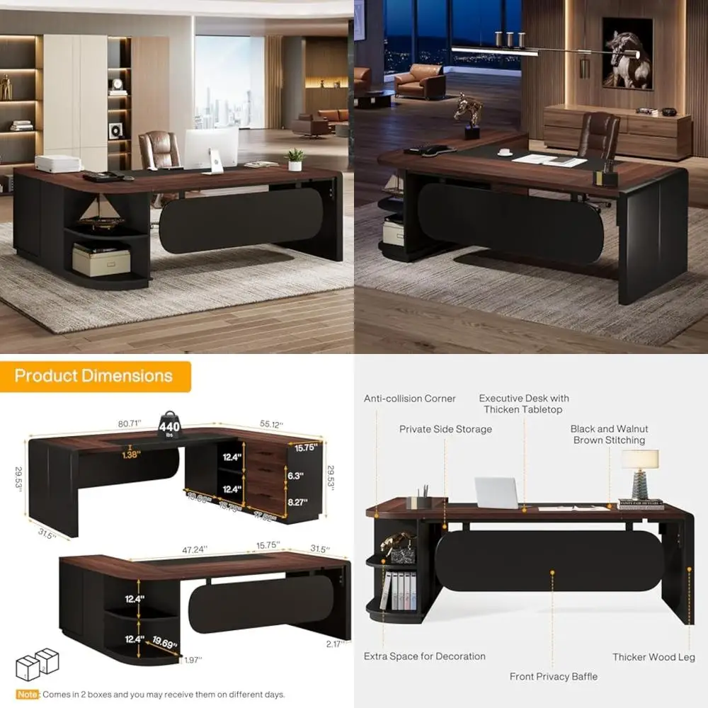 «Современный 80-дюймовый L-образный офисный стол с 55-дюймовым ящиком и полками для хранения»
«Современный 80-дюймовый L-образный офисный стол с 55-дюймовым ящиком и полками для хранения»