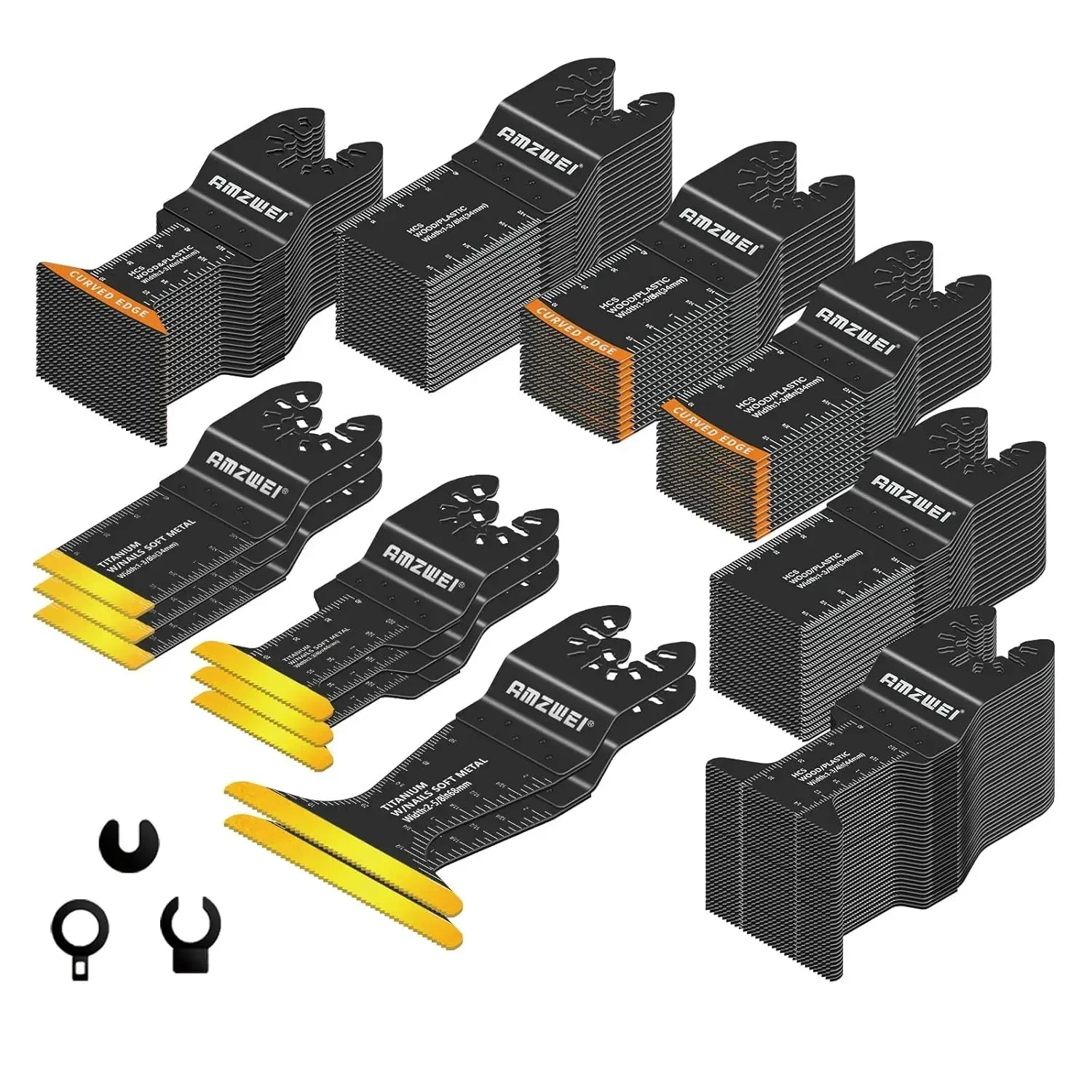 118-Piece Oscillating Tool Blades Set for Metal and Wood Cutting, Titanium-Coated with Curved Edge Design
118-Piece Oscillating Tool Blades Set for Metal and Wood Cutting, Titanium-Coated with Curved Edge Design