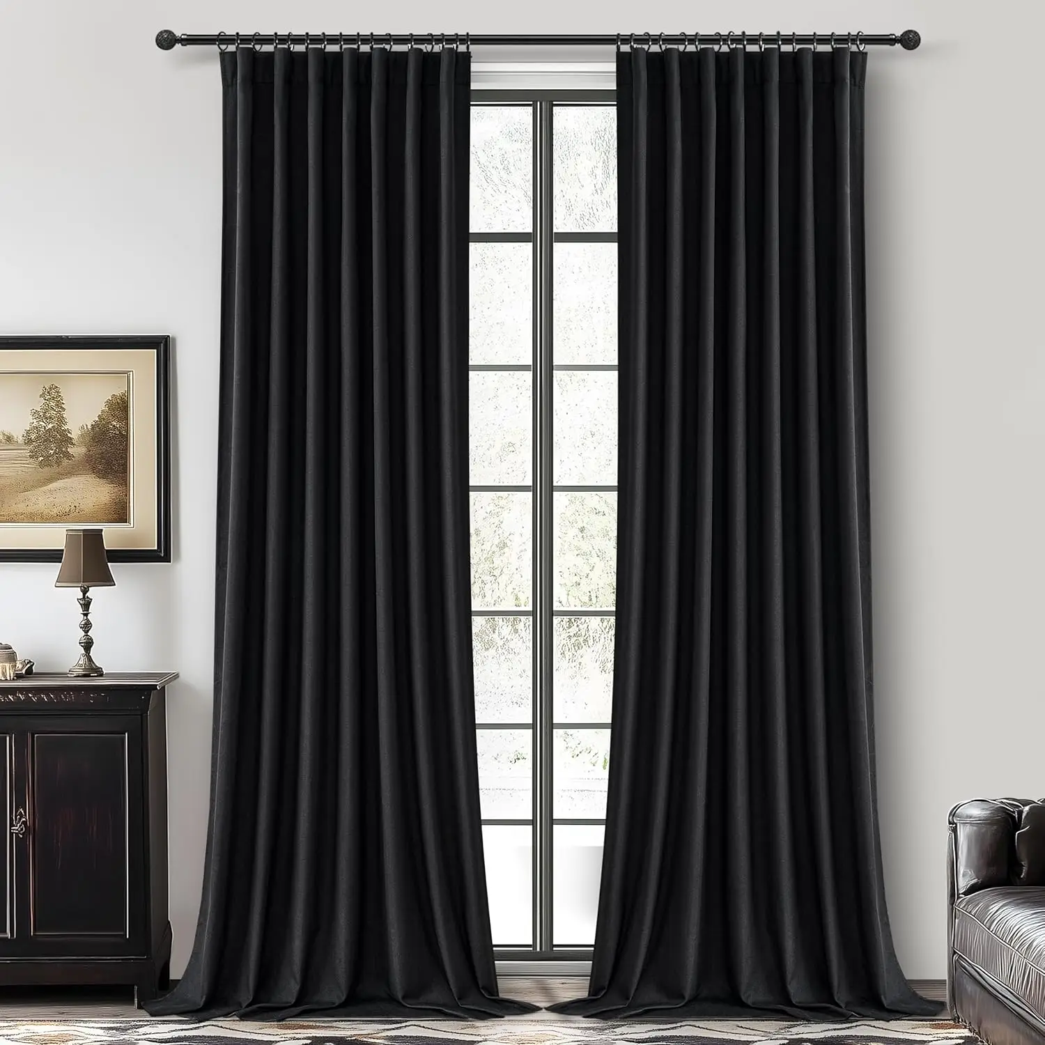 Black 144 Inch Extra Long Curtains for Living Room,Luxury Linen Blackout Ceiling Track Curtain Rod Pocket for Sliding Gl
Black 144 Inch Extra Long Curtains for Living Room,Luxury Linen Blackout Ceiling Track Curtain Rod Pocket for Sliding Gl