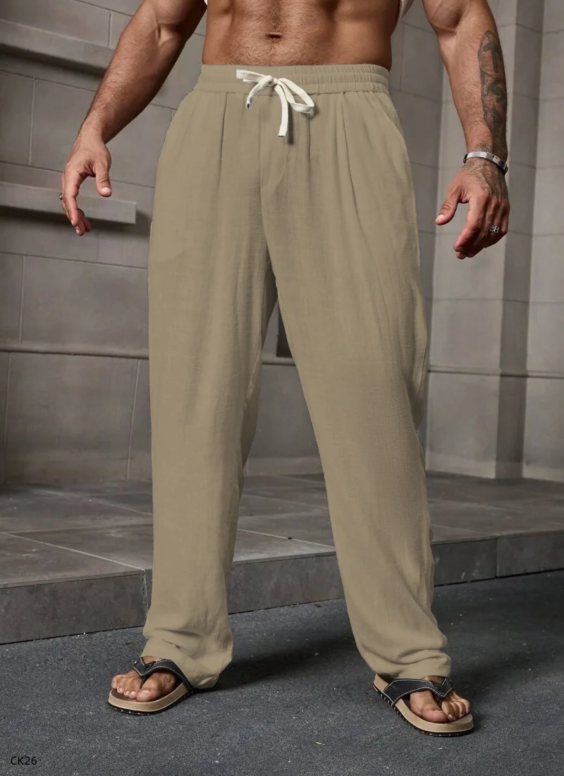 Men's casual pants summer loose breathable beach pants solid color cotton linen drawstring elastic waist men's pants
Men's casual pants summer loose breathable beach pants solid color cotton linen drawstring elastic waist men's pants