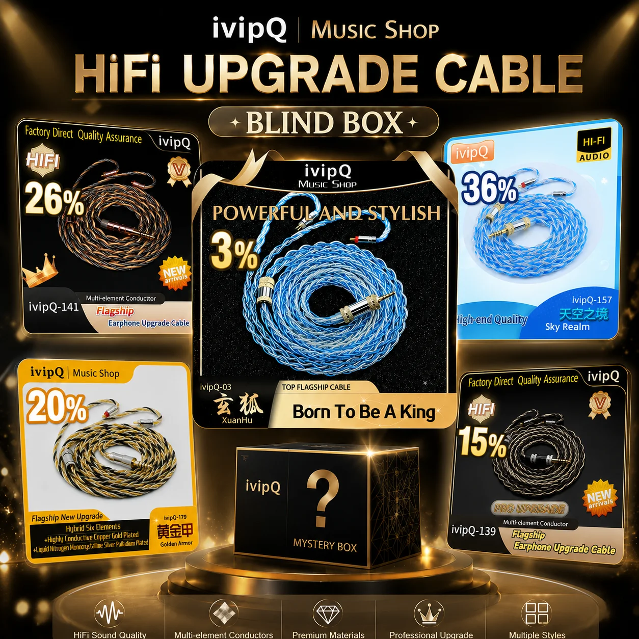 IvipQ Flagship Cable P-Series IEM Cable Lucky Box
IvipQ Flagship Cable P-Series IEM Cable Lucky Box