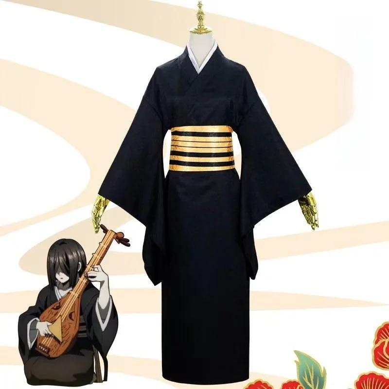 Nakime Cosplay Costume Black Kimono With Gold Striped Obi Belt Women Outfit For Halloween Carnival Comic Con Cos Suit
Nakime Cosplay Costume Black Kimono With Gold Striped Obi Belt Women Outfit For Halloween Carnival Comic Con Cos Suit