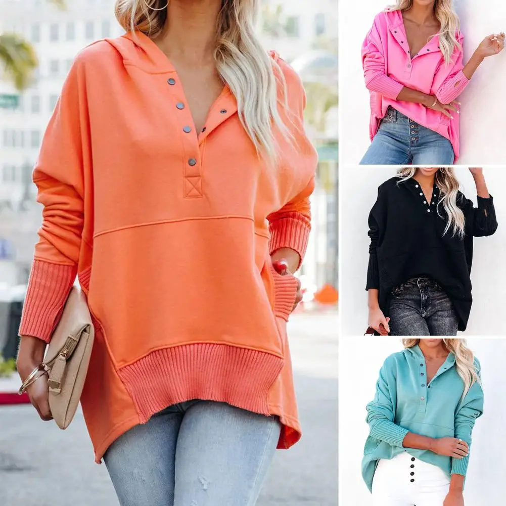 Women Hoodie Half Single-breasted Solid Color Elastic Cuff Pockets Hooded Warm Loose Casual Baggy Autumn Blouse for Home Wear
Women Hoodie Half Single-breasted Solid Color Elastic Cuff Pockets Hooded Warm Loose Casual Baggy Autumn Blouse for Home Wear