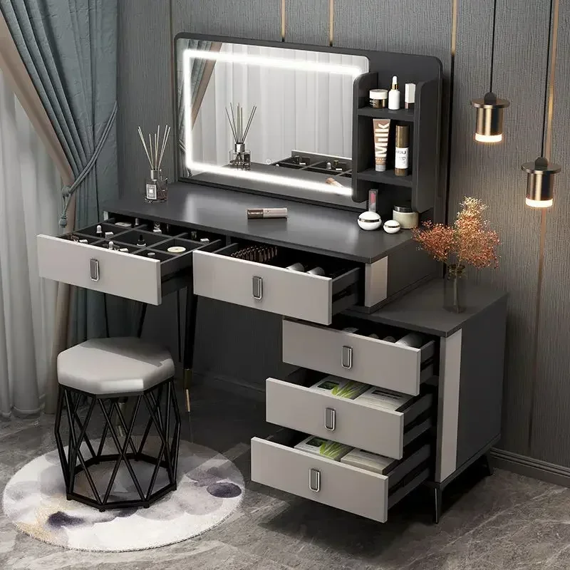 Luxury Dressing Table Comfortable Vanity Makeup Desk LED Large Mirror Drawer for Bedroom Wood Furniture Chest of Drawers Home 
Luxury Dressing Table Comfortable Vanity Makeup Desk LED Large Mirror Drawer for Bedroom Wood Furniture Chest of Drawers Home