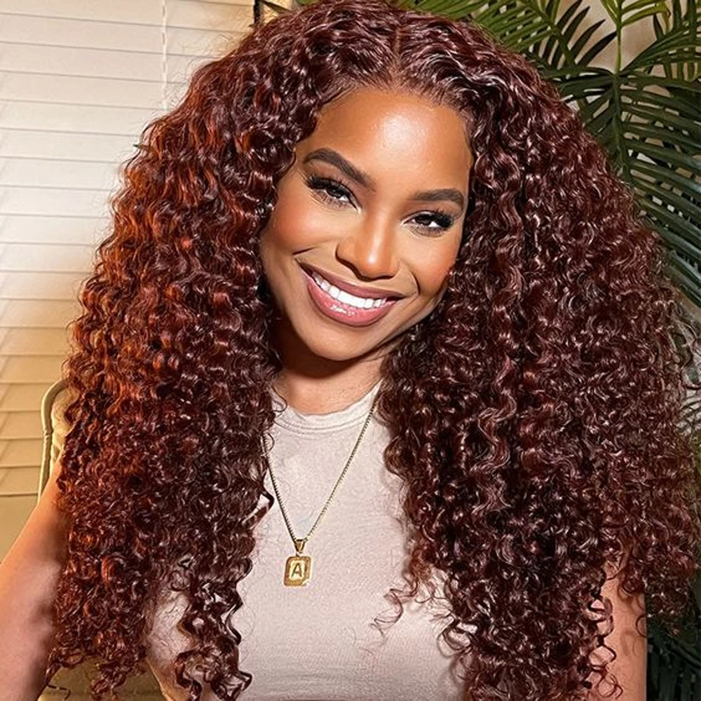 Reddish Brown Deep Wave Frontal Wig 13X6 HD Transparent Lace Frontal Wig Curly Human Hair Wigs For Women 250% Density
Reddish Brown Deep Wave Frontal Wig 13X6 HD Transparent Lace Frontal Wig Curly Human Hair Wigs For Women 250% Density