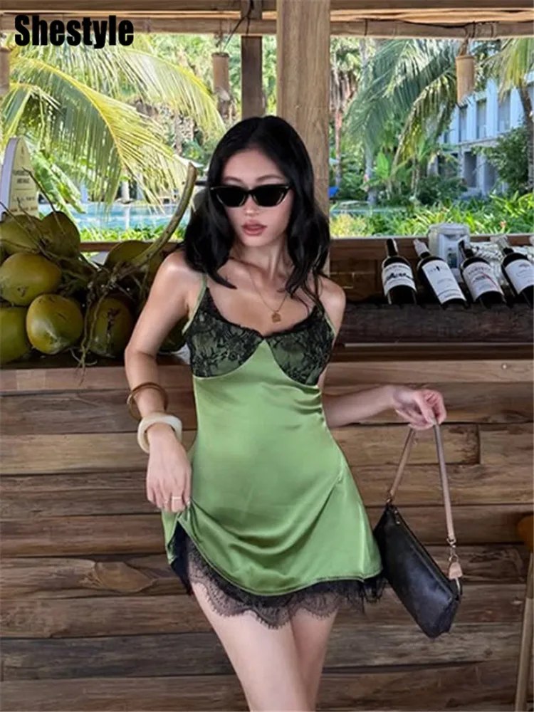 Shestyle Green Satin Lace A-Line Summer Dress Spaghetti Strap Patchwork Wrapping Hollow Girlfriend Gift Clothes Birthday 2026
Shestyle Green Satin Lace A-Line Summer Dress Spaghetti Strap Patchwork Wrapping Hollow Girlfriend Gift Clothes Birthday 2026