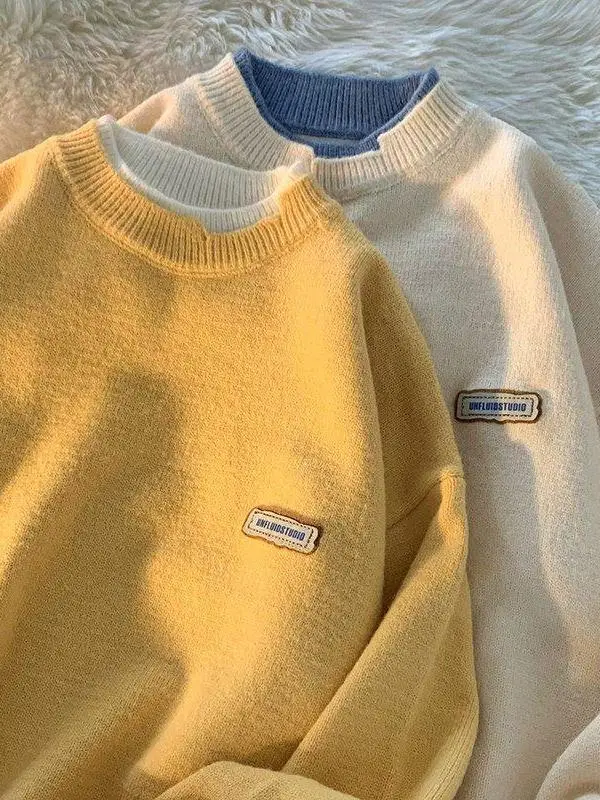 Мужской зимний вязаный свитер Thiened Round Ne, искусственный двухсекционный свободный крой, удобный корейский Гонконгский Sle Faionable
Мужской зимний вязаный свитер Thiened Round Ne, искусственный двухсекционный свободный крой, удобный корейский Гонконгский Sle Faionable