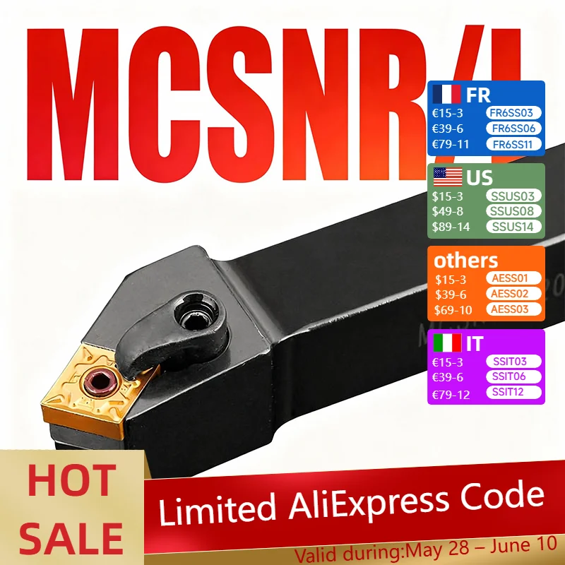 1pc MCSNR2020K12 MCSNR2525M12 External Turning Tool Holder CNMG Carbide Inserts MCSNR Lathe Cutting Tools Set
1pc MCSNR2020K12 MCSNR2525M12 External Turning Tool Holder CNMG Carbide Inserts MCSNR Lathe Cutting Tools Set
