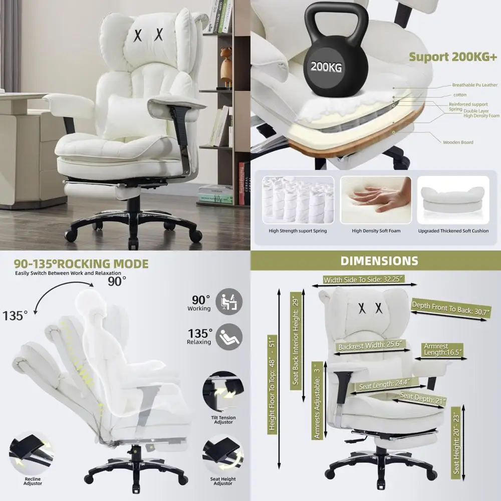 Эргономичное компьютерное кресло с высокой спинкой для больших и высоких пользователей с регулируемыми подлокотниками и широким сиденьем, с подставкой для ног
Эргономичное компьютерное кресло с высокой спинкой для больших и высоких пользователей с регулируемыми подлокотниками и широким сиденьем, с подставкой для ног