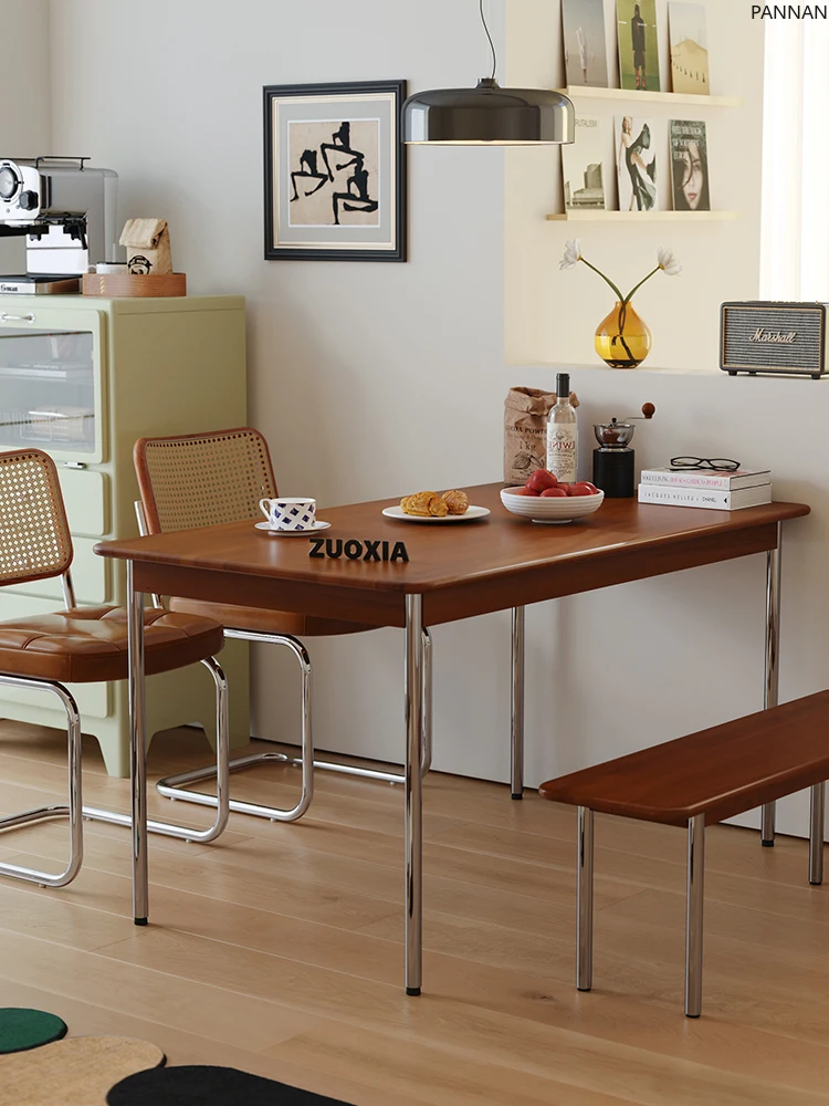 Solid wood dining table retro square table Nordic small apartment living room household rectangular table log furniture
Solid wood dining table retro square table Nordic small apartment living room household rectangular table log furniture