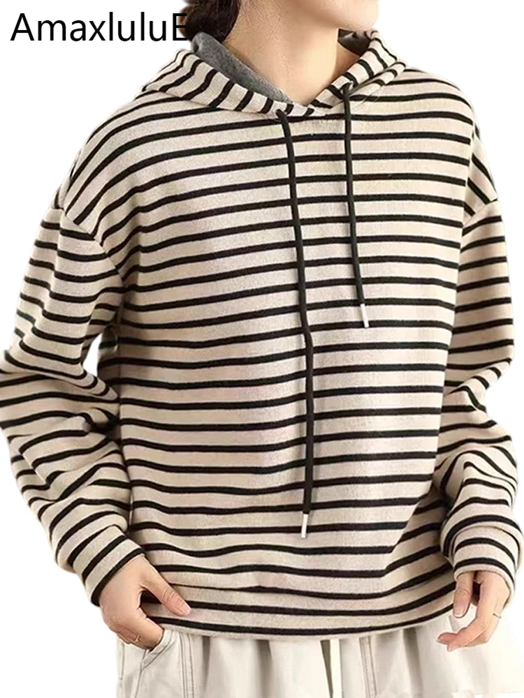 Amax LuluE Winter 2025 Loose Hooded Striped Tee Shirts Womens Korean Casual Fashion Clothes Ladies Classic Elegant Vintage Tops
Amax LuluE Winter 2025 Loose Hooded Striped Tee Shirts Womens Korean Casual Fashion Clothes Ladies Classic Elegant Vintage Tops