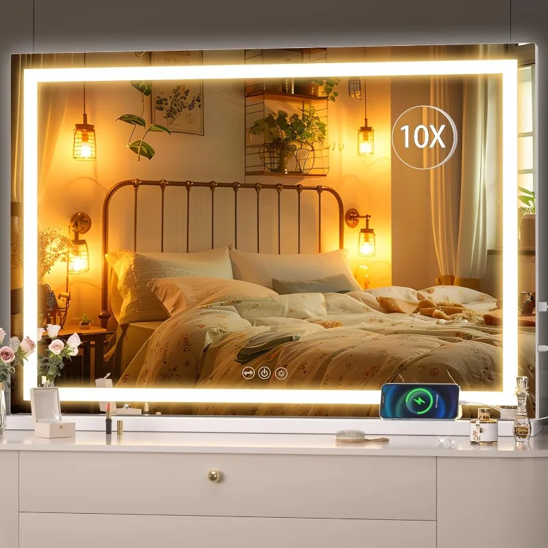 Vanity Mirror with Lights, 37" x 26" LED Makeup Mirror, Lighted Makeup Mirror with Dimmable 3 Modes, Touch Screen Control
Vanity Mirror with Lights, 37" x 26" LED Makeup Mirror, Lighted Makeup Mirror with Dimmable 3 Modes, Touch Screen Control
