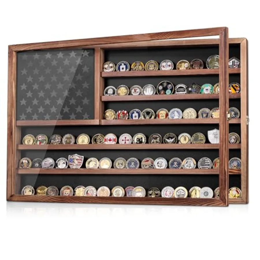 Challenge Coin Display Case, Lockable Military Coin Holder Cabinet with Removable Star Board and HD Tempered Glass Door 27.6" L
Challenge Coin Display Case, Lockable Military Coin Holder Cabinet with Removable Star Board and HD Tempered Glass Door 27.6" L