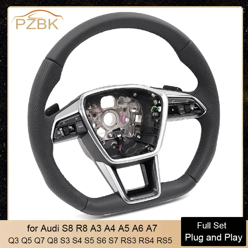 Nappa Leather Car Steering Wheel Plug and Play for Audi S8 R8 A3 A4 A5 A6 A7 Q3 Q5 Q7 Q8 S3 S4 S5 S6 S7 RS3 RS4 RS5
Nappa Leather Car Steering Wheel Plug and Play for Audi S8 R8 A3 A4 A5 A6 A7 Q3 Q5 Q7 Q8 S3 S4 S5 S6 S7 RS3 RS4 RS5
