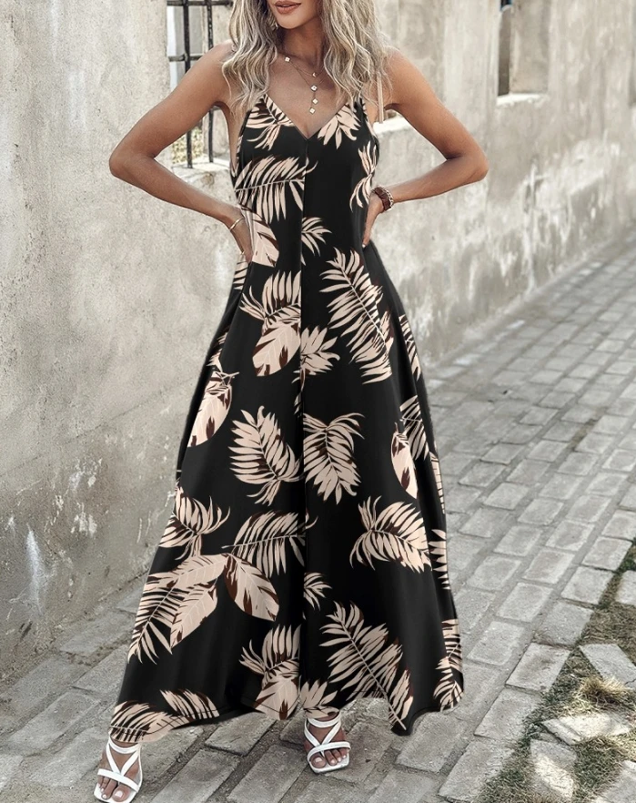 2024 Summer Woman Long Jumpsuits Elegant Sexy Palm Leaf Print Ruched Wide Leg Jumpsuit New Fashion Casual One Pieces
2024 Summer Woman Long Jumpsuits Elegant Sexy Palm Leaf Print Ruched Wide Leg Jumpsuit New Fashion Casual One Pieces